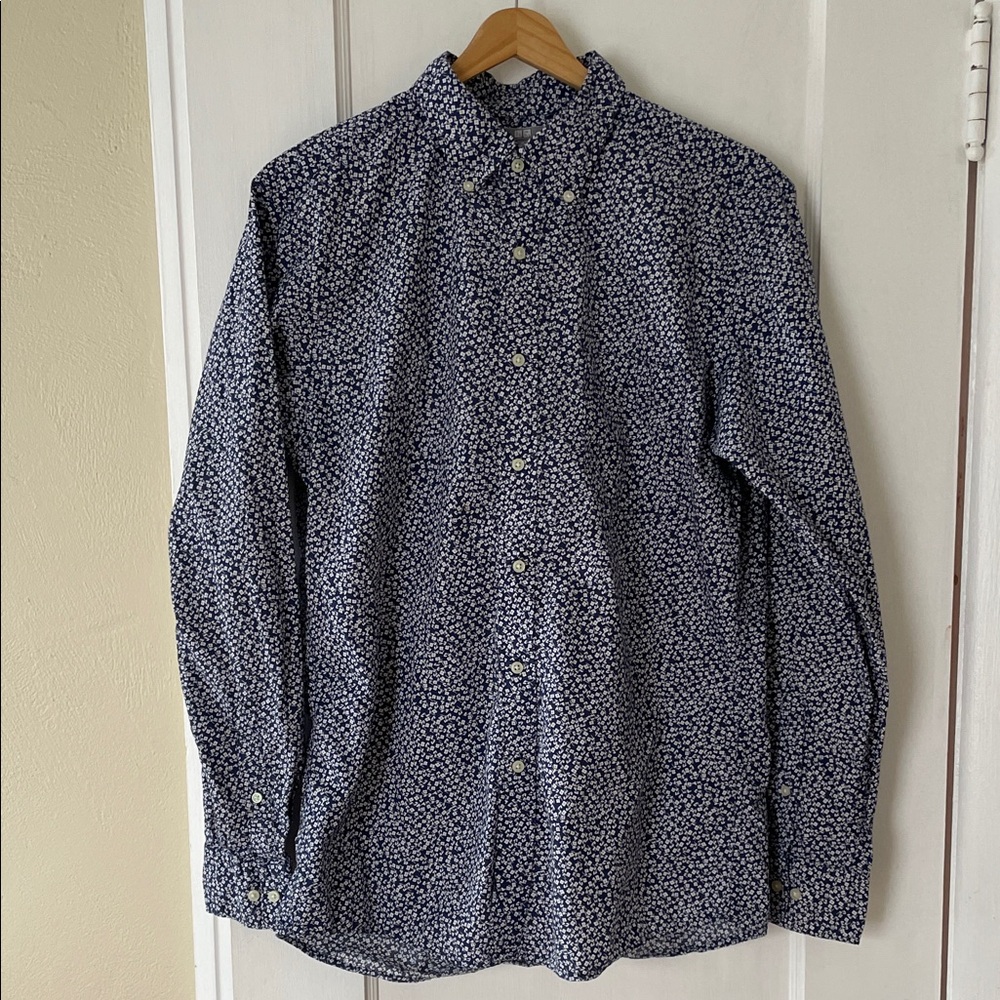 Uniqlo Navy Floral Button Down Shirt
